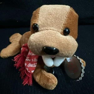 Coca Cola Walrus Plush Beanie Stuffed Animal Red & White Coca-Cola Scarf - Picture 1 of 8