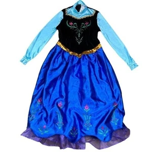 Disney Frozen Princess Anna Girls Costume Blue Long Dress Size M 7/8 Halloween - Picture 1 of 7