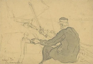C. M. Hammersley - Pencil Drawing - Boat At Sea - Captain Harper - 19th Century - Picture 1 of 4