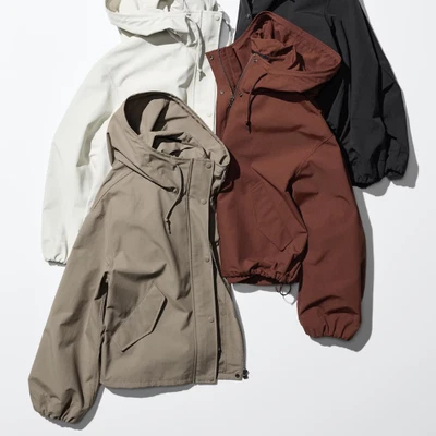 UNIQLO Women's Cotton Blend Short Parka Water Repellent Hooded Outerwear - Image 1 of 3