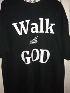 Walk With God T-Shirt Size L Color Black Gildan 100% Cotton - Picture 1 of 6