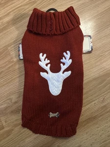 Barkley & Finn Christmas Dog Sweater Red With White Reindeer Size S Holiday - Picture 1 of 4