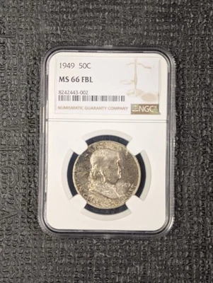1949 MS 66 FBL (Full Bell Lines) Franklin Silver Half Dollar NGC Mint Set Toning - Image 1 of 4