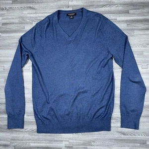 Banana Republic Luxury Blend Silk Cashmere V Neck Blue Knit Sweater Medium M - Picture 1 of 7