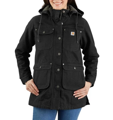 Новый с Ярлыками CARHARTT W's свободного кроя выстиранная утка изолированный пальто sz XL 105512 черный - Изображение 1 из 4