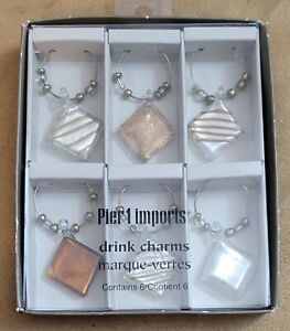 New Pier 1 Imports Wine Glass Drink Charms Set of 6 venetian glass diamonds