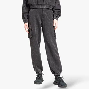 Adidas Originals black wash cargo baggy high rise crop jogger pants w's 10 NWT - Picture 1 of 13