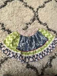 PERSNICKETY Multi Pattern Twirl Skirt Brien Ruffle, Crochet Hem Girls Sz 6 - Picture 1 of 10