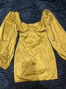 Oh Polly Green Satin Mini Dress Size 10 - Picture 1 of 4