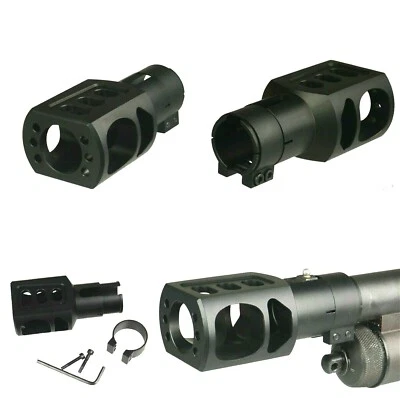 12 Ga Shotgun Muzzle Brake Clamp On Slip Over, Black Aluminum For Remington 870  - Image 1 of 4