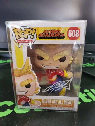 Funky Pop Silver age All Might #608 Signed with Certificate My Hero Academia Cover