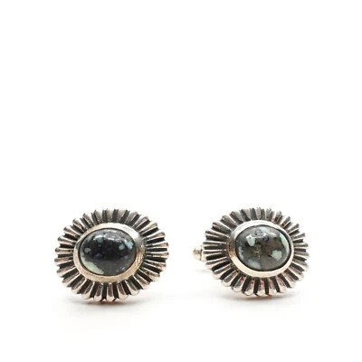 King Baby Studio Turquoise Concho Silver .925 Cuff Links - Image 1 of 4