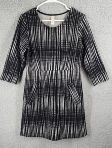 ALLISON JOY Womens Tunic Dress Black White front pockets SIZE MEDIUM - Picture 1 of 12