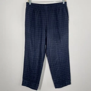 Eileen Fisher Pants Women L Blue Windowpane High Rise Silk Classic Trousers - Picture 1 of 9