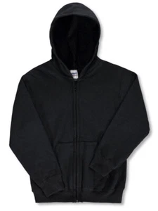 Gildan Basic Fleece Zip-Up Unisex Hoodie (Youth Sizes S - XL) Color: black Size: - Picture 1 of 8