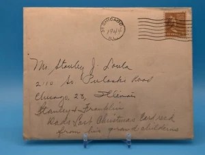 1944 Chicago Cover, 1.5c Stamp, "Dad's Last Card" Note, Card Signed by Grandsons - Picture 1 of 7