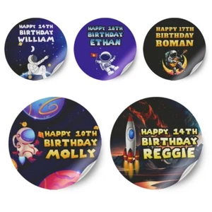 Personalizado Cualquier Nombre Diseño Espacio Pegatinas Cumpleaños Decoración Fiesta Etiquetas 4 - Imagen 1 de 11