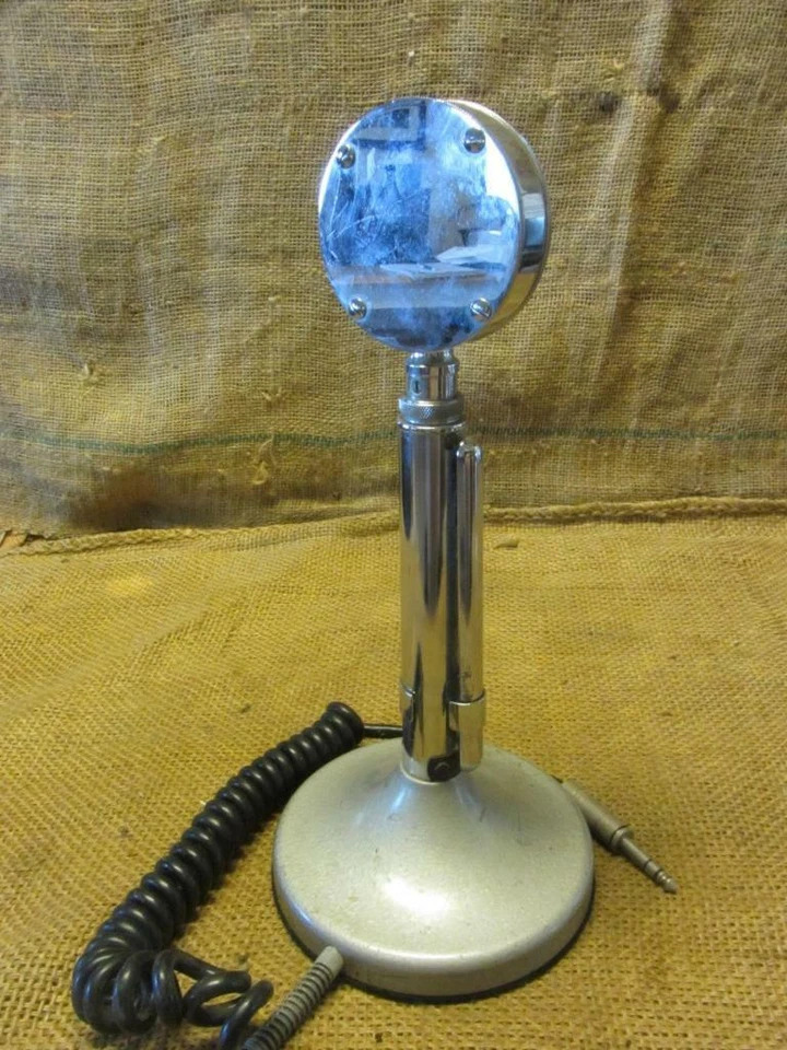 Vintage Astatic Microphone & Stand Antique Old Mike Mic Chrome Steampunk 10293 - Image 1 of 1