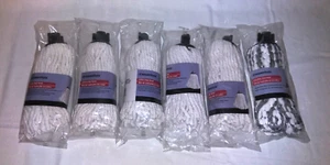 6 Replacement Mop Heads For Threaded Handle Essentials 5 Cotton/1 Microfiber - Picture 1 of 2