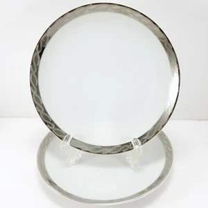 Fukagawa Arita Silver Lichen Bread Plates 6.25in Set of 2 Cake 917 - Picture 1 of 6
