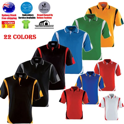 MENS POLO SHIRT 100% POLYESTER COOL DRY BREATHABLE CONTRAST SPORTS POLO T SHIRT - image 1 of 4