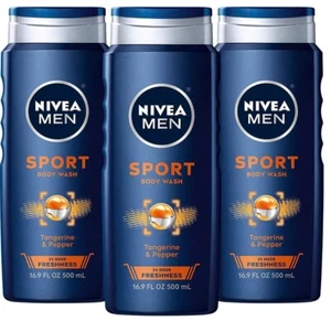 NIVEA MEN Sport Body Wash with Revitalizing Minerals, 3 Pack, 16.9 Fl Oz Bottles - Picture 1 of 4