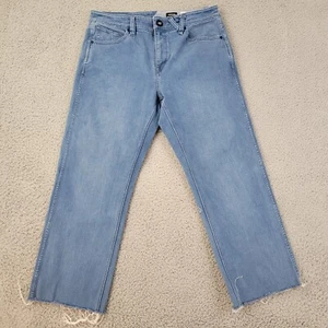 Volcom Modown Jeans Mens 32 (meas 33x26) Blue Relaxed Straight Raw Hem Denim - Picture 1 of 16