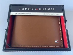 Tommy Hilfiger Men's Bifold Leather Wallet & Valet Brown RFID Protection - Picture 1 of 5