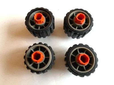 Milton Bradley ROBOTIX Parts: Moon Buggy Tires & Rims, R1000, 2000 Series - Image 1 of 2