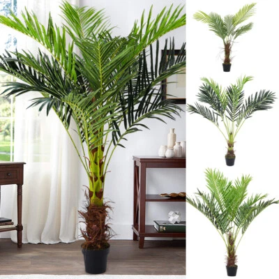 Large Artificial Palm Tree Topiary Potted Plant Green Outdoor Home Office Decor - Image 1 of 4