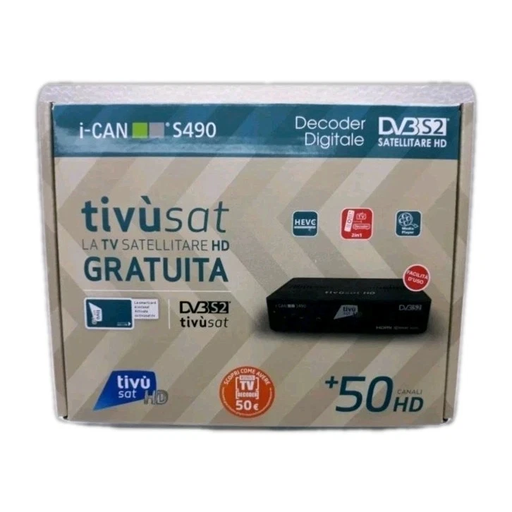 DECODER HD  COMPLETO DI SCHEDA  ICAN S490 TIVÙSAT SATELLITARE - Immagine 1 di 1