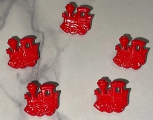 5 Red Plastic Train Children's Button Lot 117-8 - Picture 1 of 11