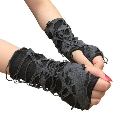 Guantes de Algodón Rasgados Negros para Halloween Juegos con disfraces Punk Disfraz Accesorio Fiesta Foto 1 de 4