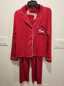 Conjunto de pijama Kate Spade rojo todo doblado para mujer talla M manga corta top y pantalones - Imagen 1 de 9