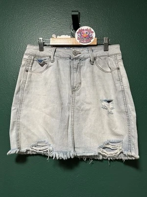 Pantalones de mezclilla Mudd Juniors 9 deshilachados lavado claro cortos grunge elásticos Y2K Boho Foto 1 de 4