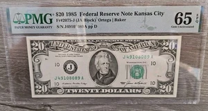 1985 $20 Federal Reserve Note Fr-2075-JA Kansas City PMG65 Gem EPQ - Picture 1 of 2