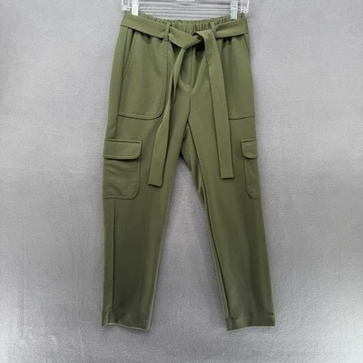 Pantalones One By Cargo Para Mujer XS Verde Oliva Corbata Cinturón Bolsillos Elastizados Oficina Informal Foto 1 de 4