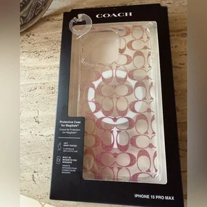 NWT Coach Pink Glitter iPhone 15 Pro Max Case - Picture 1 of 6