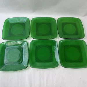 "Juego de 6 platos cuadrados de vidrio verde ancla 8 3/8""" - Imagen 1 de 10