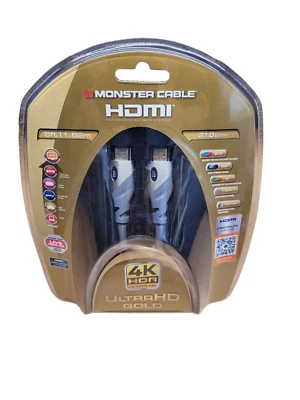 Monster Cable Ultra HD Gold High Speed HDMI Cable 1080p 4K UHD - 6 ft. - New! - image 1 of 4