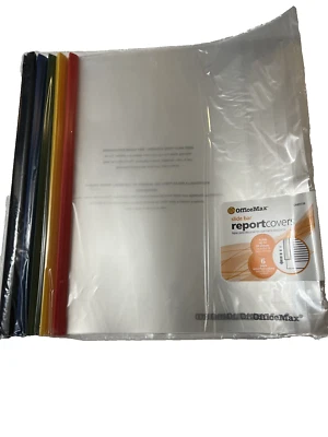 Report Covers with Sliding Bar OfficeMax 6-Pack Assorted Colors Holds 20 Sheets - Image 1 of 3
