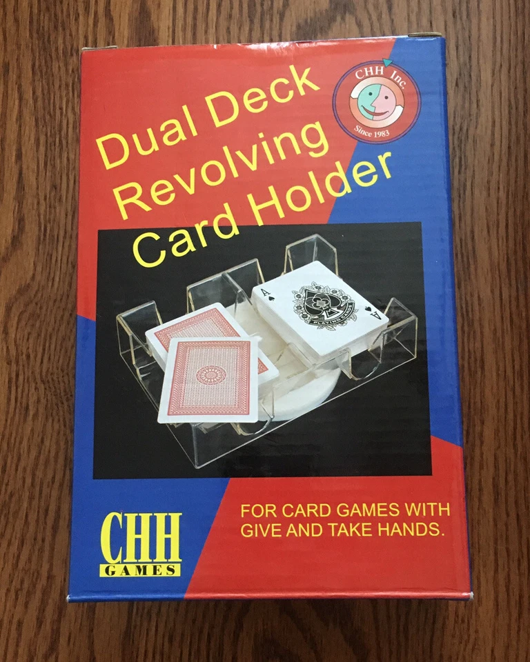CHH Dual Deck Revolving Card Holder Clear Plastic Playing Tray Blackjack Poker