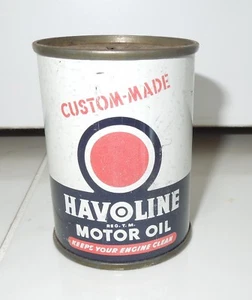 VINTAGE HAVOLINE Motor OIL Tin Can SAVINGS BANK Advertising - Picture 1 of 3
