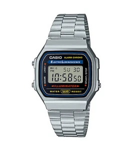 CASIO Vintage digital Edelstahlarmband Alarm Licht Stoppuhr Kalender Unisex A168 - Bild 1 von 15