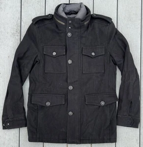 GUESS Military Jacket Men's Small Wool 6 Pocket Quilted Lining Coat Jacket - Picture 1 of 16