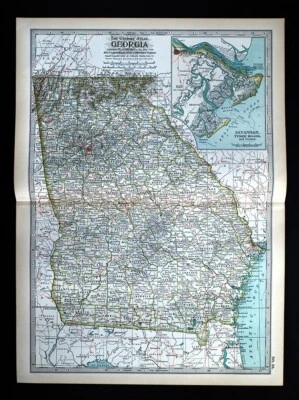 1897 Century Map Georgia Atlanta Savannah Athens Macon Columbus Dalton Rome GA - Image 1 of 4