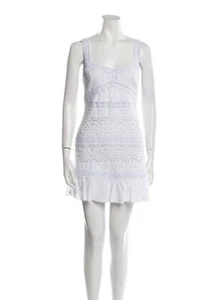 $695 NWOT CHARO RUIZ WHITE COTTON LACE EMBROIDERY EYELET SHORT DRESS M - Picture 1 of 3