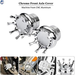 Chrome Motorcycle King Crown Front Axle Nut Cover For Harley Touring Road King - Bild 1 von 15