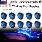 10x Blue Round Marine Boat 12V Cabin Deck LED Light Stair Stern Transom Light