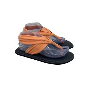 Sanuk Yoga Sling Orange Stretch Knit Thong Sandals Shoes SWS10001 Womens size 8